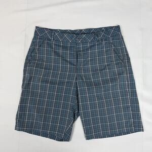 Fila Men’s Size 34 Golf Shorts Blue‎ Grey Plaid Flat Front Performance Quick Dry